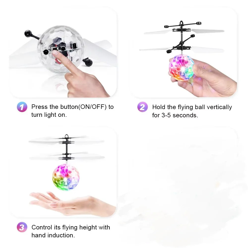 Led Light Suspension Crystal Ball Infrared Induction RC Gesture Control Colorful Glowing Toys Unique Gift for Kids JM888