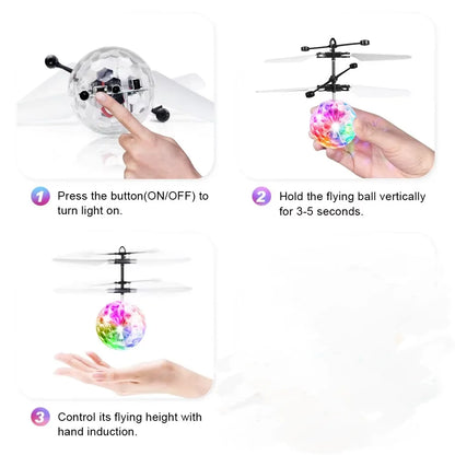 Led Light Suspension Crystal Ball Infrared Induction RC Gesture Control Colorful Glowing Toys Unique Gift for Kids JM888