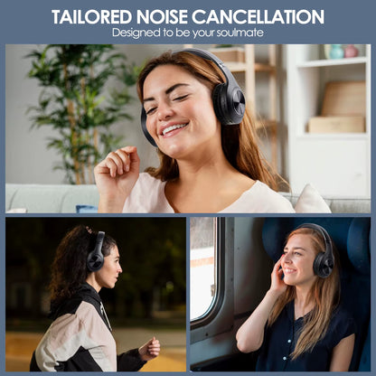 Siindoo JH-ANC923 Foldable Over-Ear Wireless Headphones with Active Noise Cancelling, Hi-Fi Stereo Sound, and Built-in Microphone