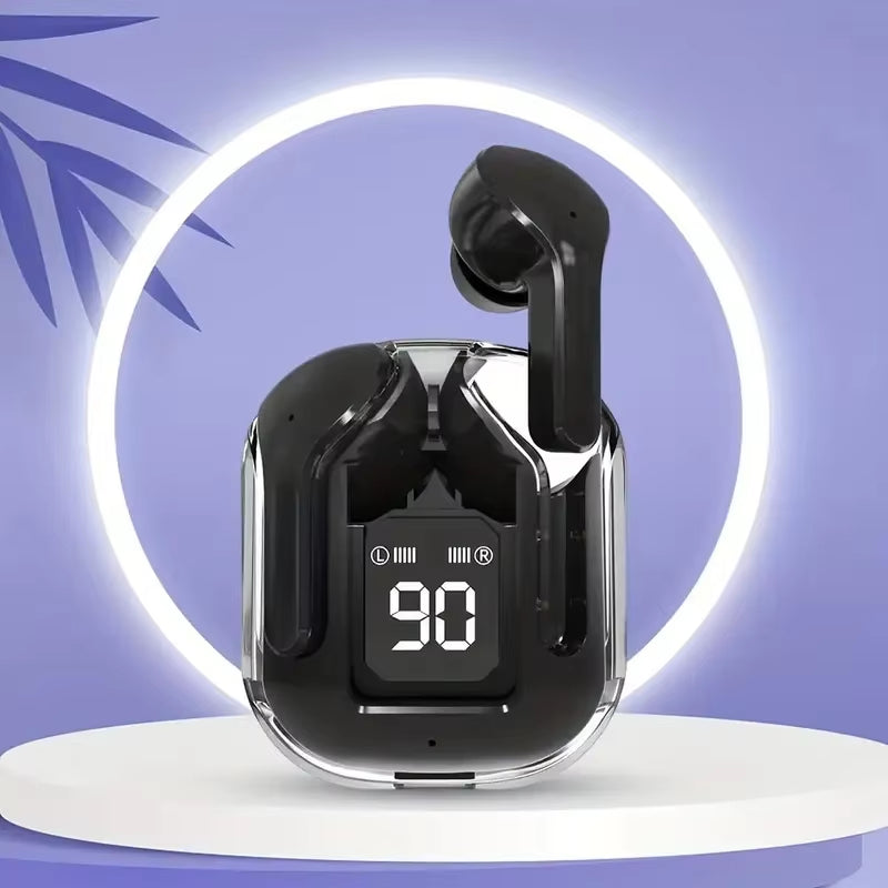 T2 Wireless Bluetooth Earphones with Transparent Design, HIFI Stereo Sound, LED Power Display, Compatible with Xiaomi