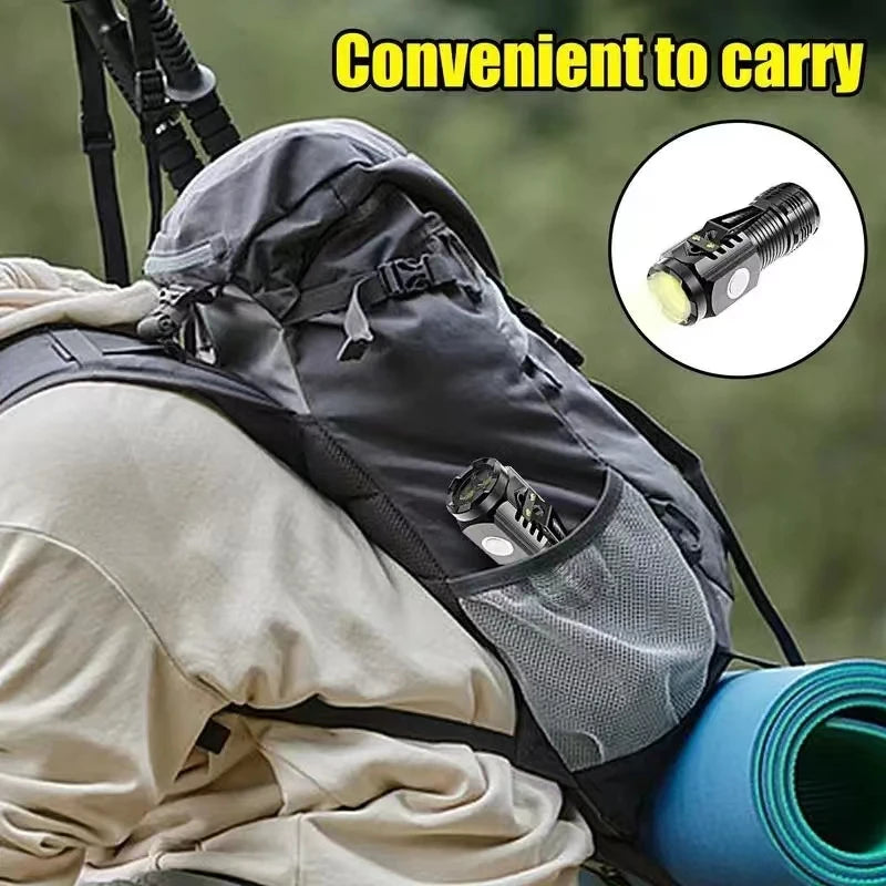 LED Strong Light Flashlight Rechargeable Multi Functional for Long Range Portable Outdoor Home Mini Flashlight Cap Clip Light