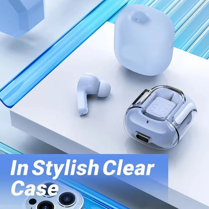 T2 Wireless Bluetooth Earphones with Transparent Design, HIFI Stereo Sound, LED Power Display, Compatible with Xiaomi