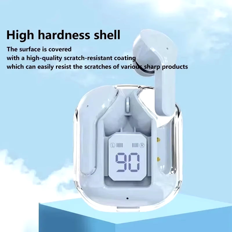 T2 Wireless Bluetooth Earphones with Transparent Design, HIFI Stereo Sound, LED Power Display, Compatible with Xiaomi