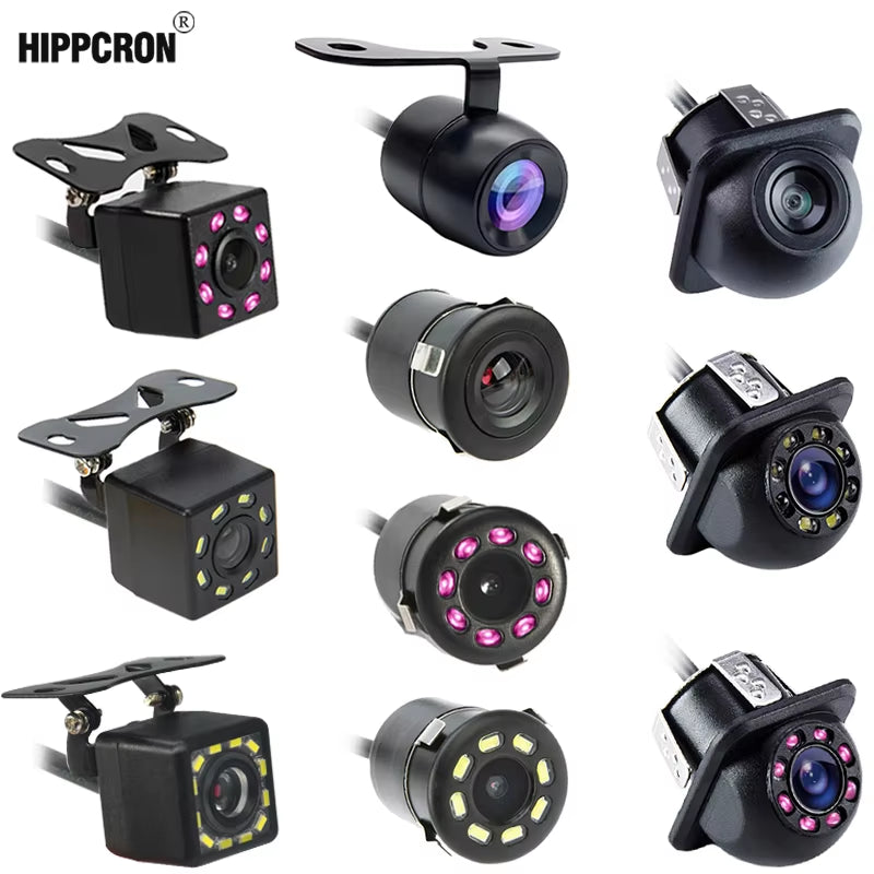 Hippcron HD Waterproof Rear View Camera with 8 LED Night Vision for Enhanced Reversing and Parking Assistance