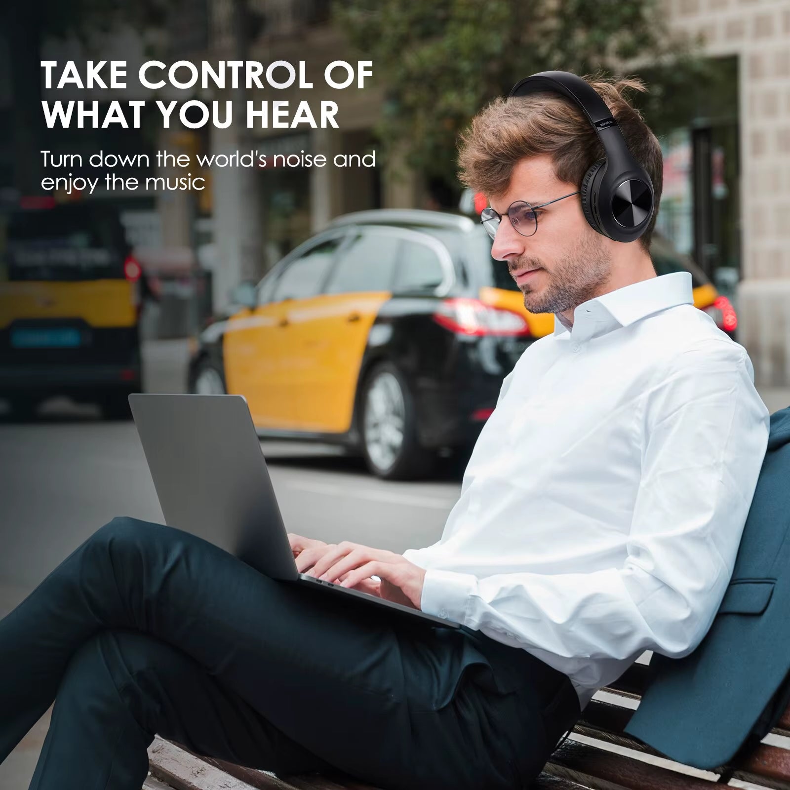 Siindoo JH-ANC923 Foldable Over-Ear Wireless Headphones with Active Noise Cancelling, Hi-Fi Stereo Sound, and Built-in Microphone