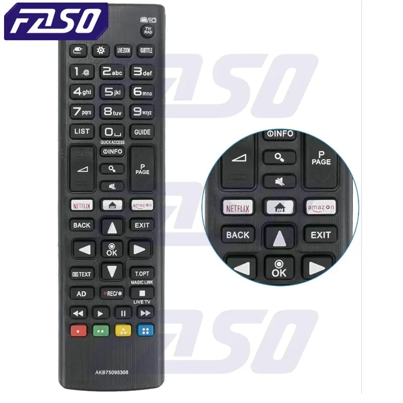 FASO HIGH QUALITY ABS REMOTE CONTROL AKB75095308 for LG SMART TV 433MHZ