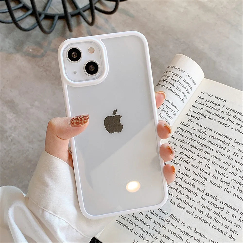 Candy Shockproof Silicone Bumper Phone Case for Iphone 16 15 14 11 12 13 Pro Max XS XR 8 7Plus Transparent Protection Back Cover