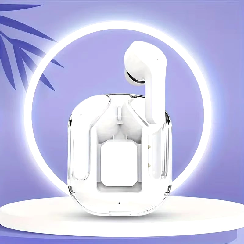T2 Wireless Bluetooth Earphones with Transparent Design, HIFI Stereo Sound, LED Power Display, Compatible with Xiaomi