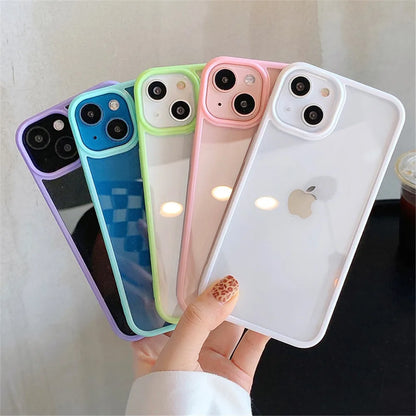 Candy Shockproof Silicone Bumper Phone Case for Iphone 16 15 14 11 12 13 Pro Max XS XR 8 7Plus Transparent Protection Back Cover