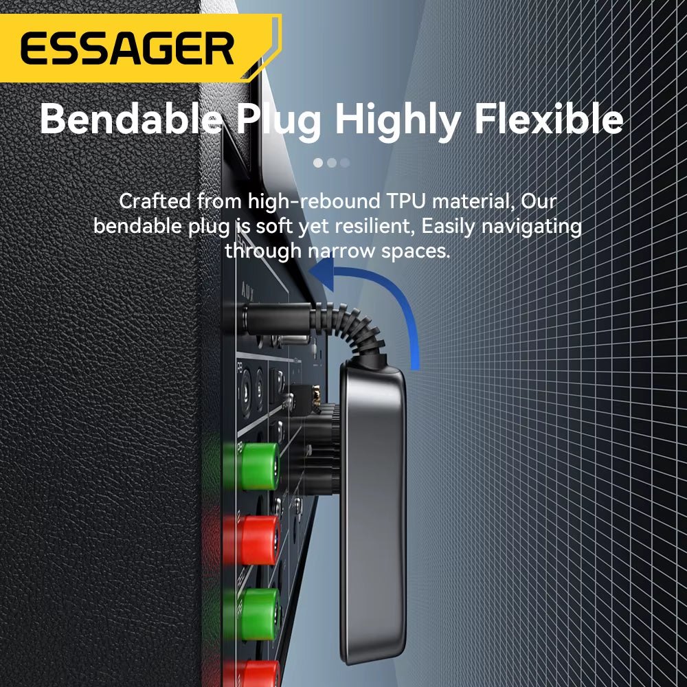 Essager Bluetooth 5.1 Audio Receiver Transmitter 3.5MM 3.5 AUX with Mic Stereo Music Wireless Adapter for PC TV Car Speakers