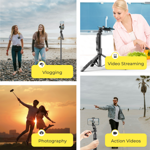 Phone tripod 62 inch selfie stick for cell phone with remote 