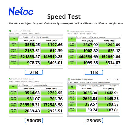 Netac M2 SSD Nvme 250Gb 500Gb 1Tb 2Tb SSD M.2 2280 Pcie SSD Internal Solid State Drive Disk for Laptop Desktop