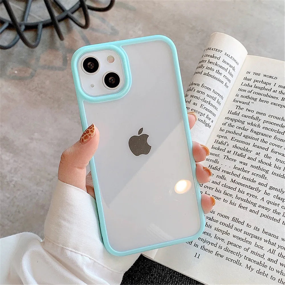 Candy Shockproof Silicone Bumper Phone Case for Iphone 16 15 14 11 12 13 Pro Max XS XR 8 7Plus Transparent Protection Back Cover