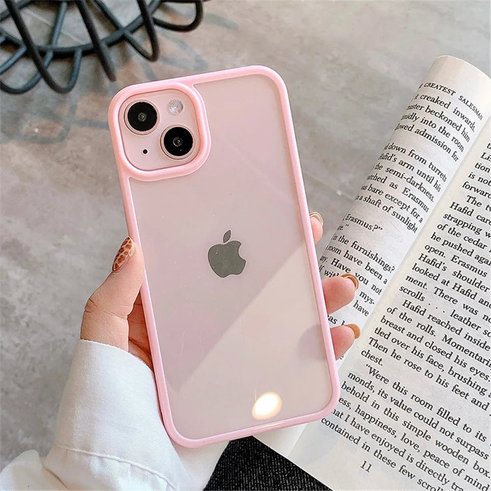 Candy Shockproof Silicone Bumper Phone Case for Iphone 16 15 14 11 12 13 Pro Max XS XR 8 7Plus Transparent Protection Back Cover