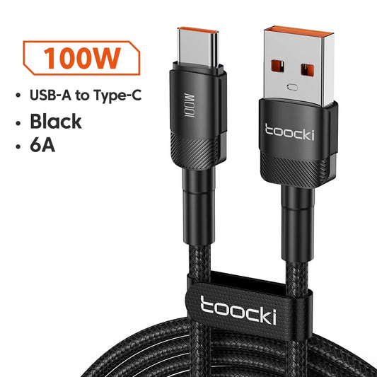 Toocki 100W USB Type C Cable for Xiaomi POCO Samsung Huawei OPPO 6A Fast Charging Charger USB C Data Cord Typec Cable F