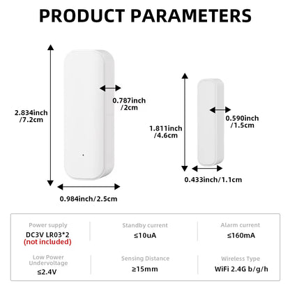 Wifi or Zigbee Window Door Sensor Tuya Smart Home Security Alarm System Voice Control via Alexa Google Home Smart